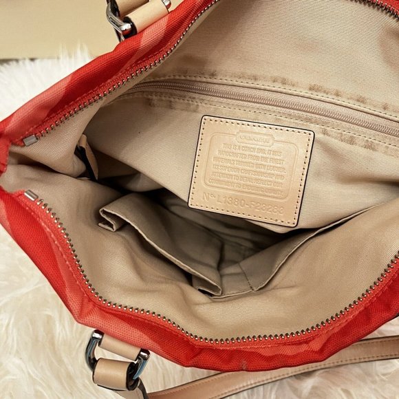 Coach Vintage Y2k Zebra Animal Print Hot Coral Tote Hand Bag - Picture 10 of 13